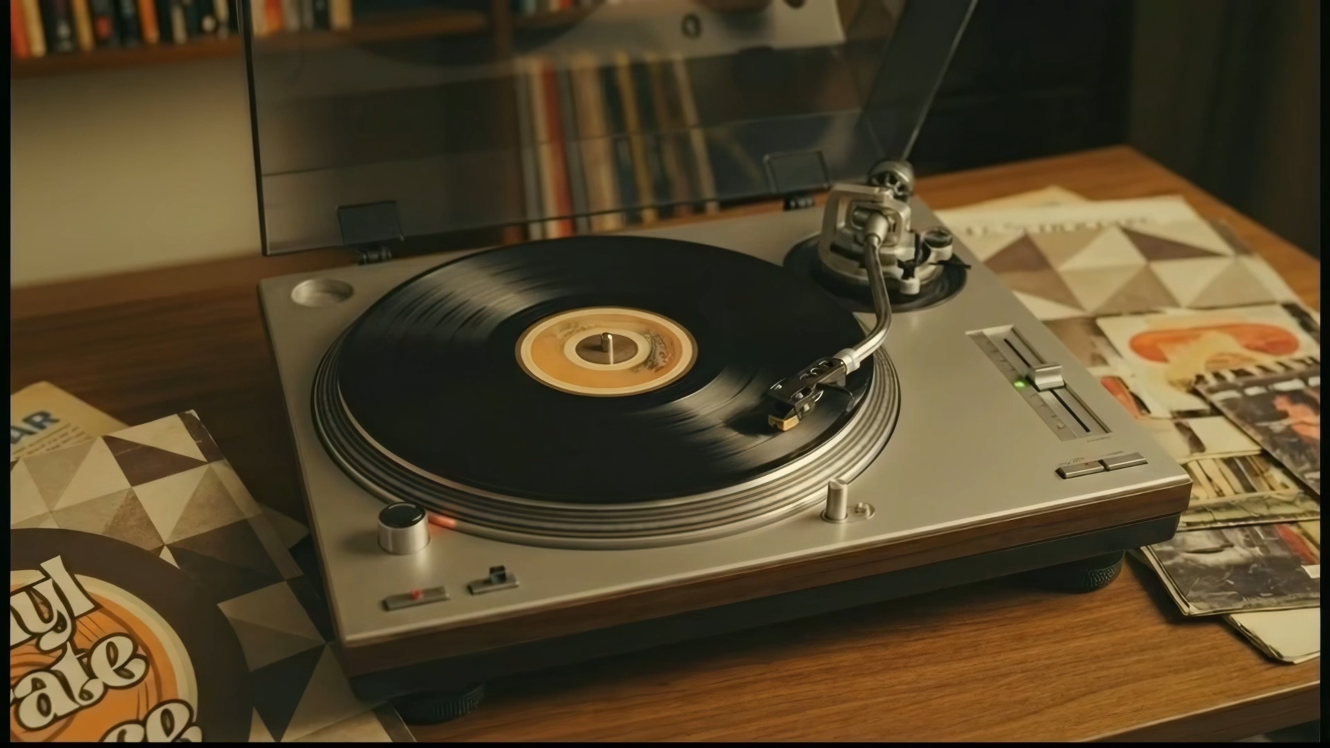 Vinyl Crate Space hero video showcasing retro aesthetic